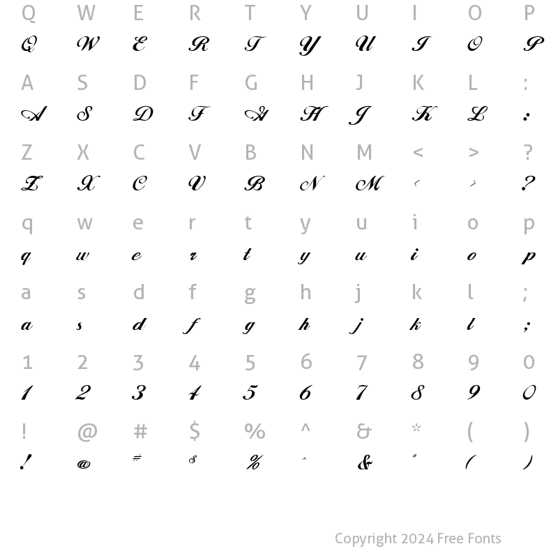 Character Map of MagellanScriptSSK Regular