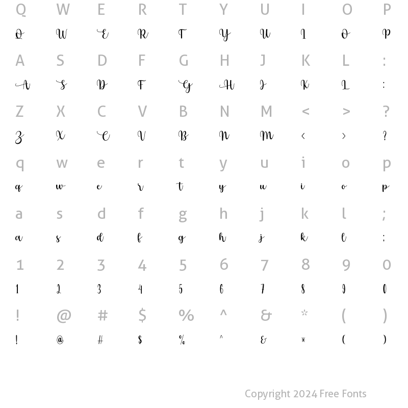 Character Map of Magentha Regular