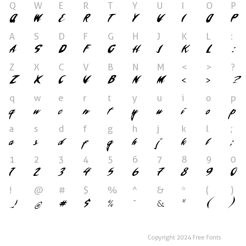 Character Map of Magic Wix Script Regular