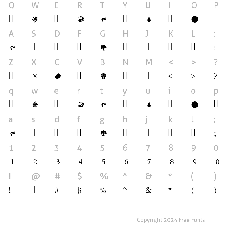 Character Map of MagicSymbols Regular