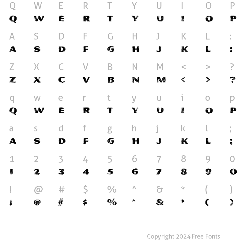 Character Map of Magnesium MVB Std Grime