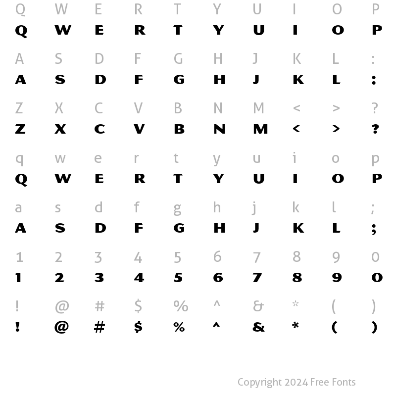 Character Map of Magnesium MVB Std Regular