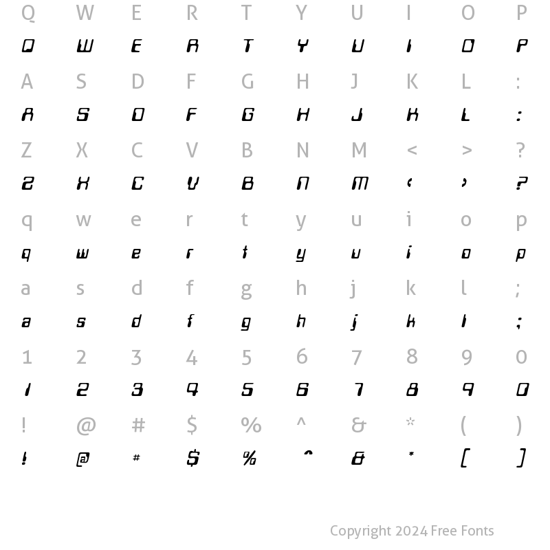 Character Map of MagneticCard Italic