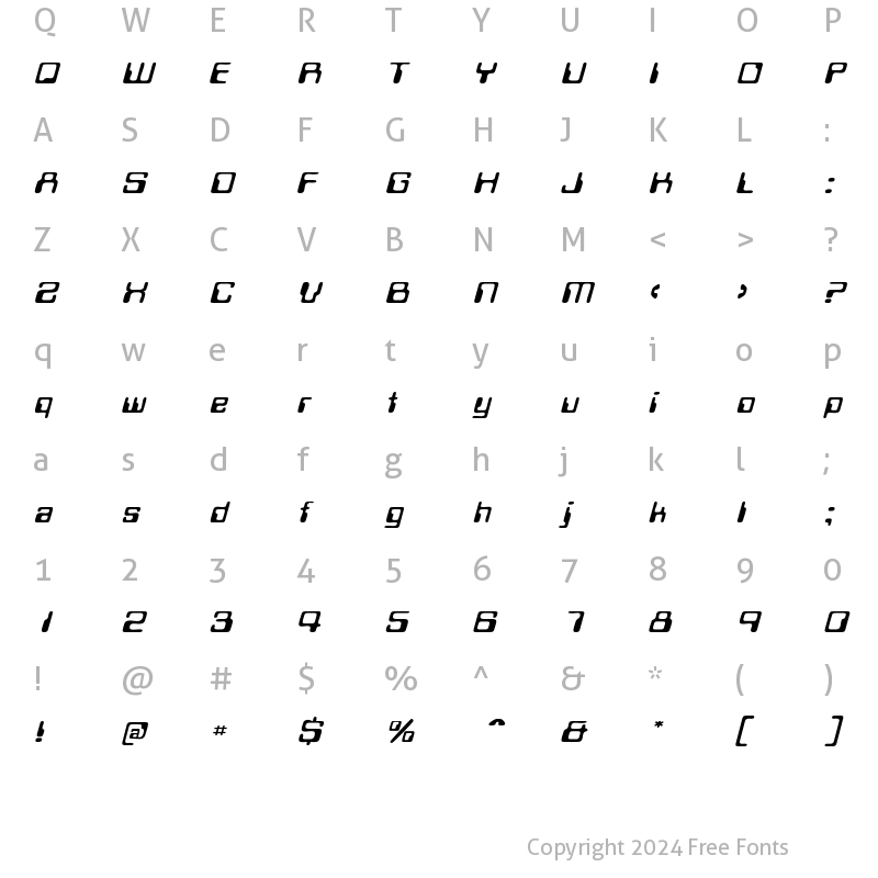 Character Map of MagneticCardWide Italic