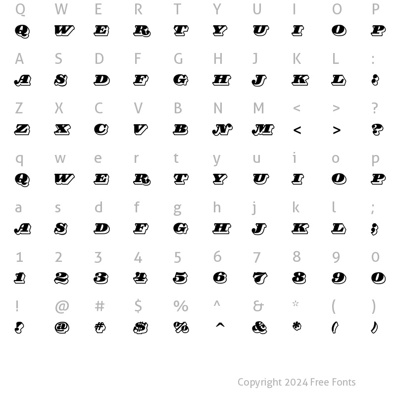 Character Map of Magnifico Nighttime ITC Std Regular