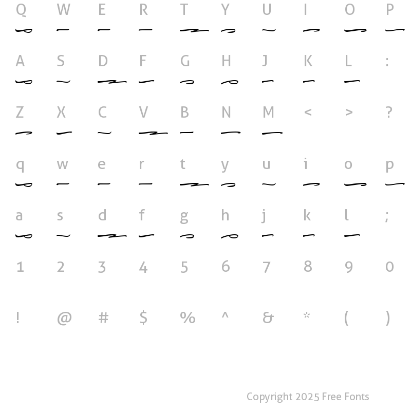 Character Map of Magnifyco Swashes