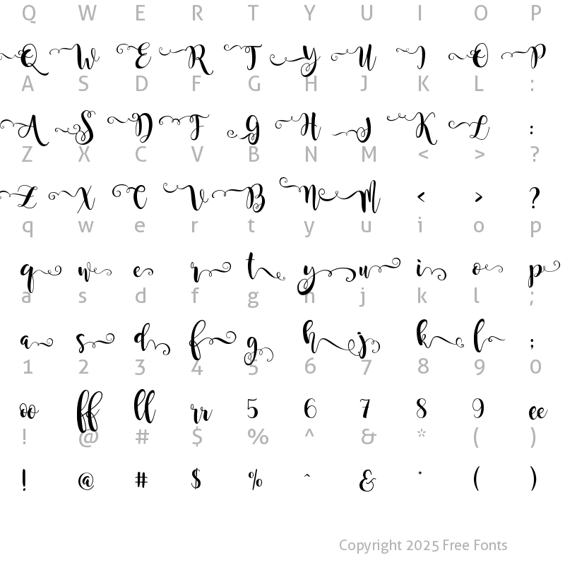 Character Map of Magnolia Sky Alternates Regular