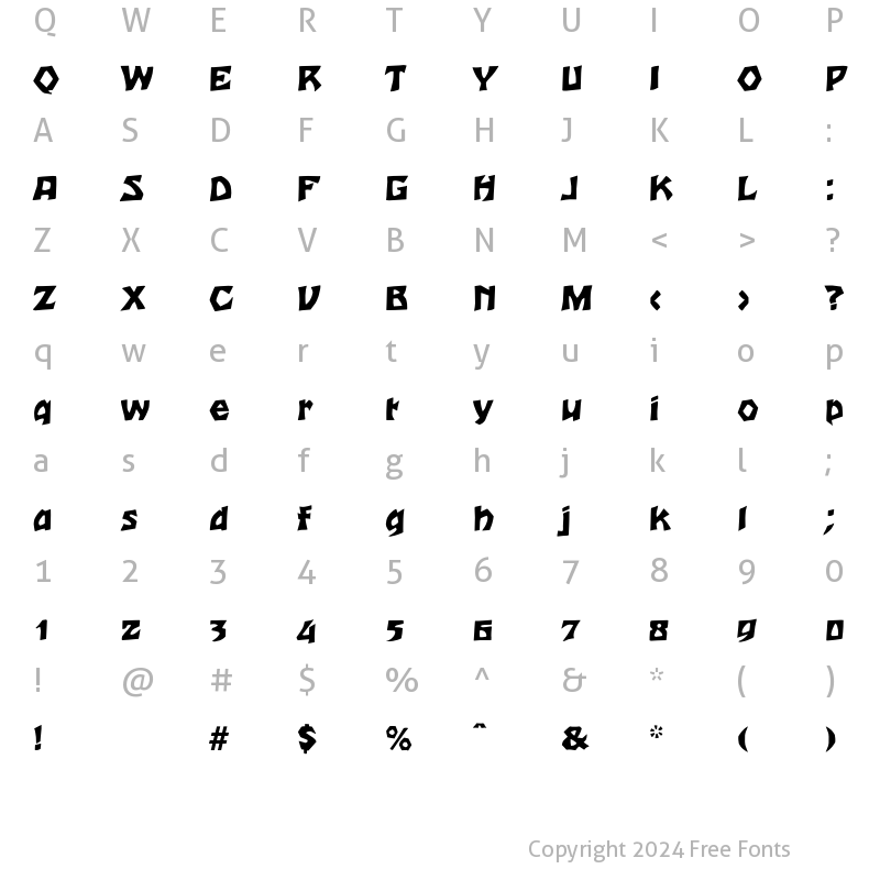 Character Map of Mahagoni Regular