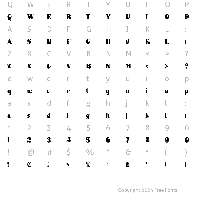 Character Map of Mahaney Regular