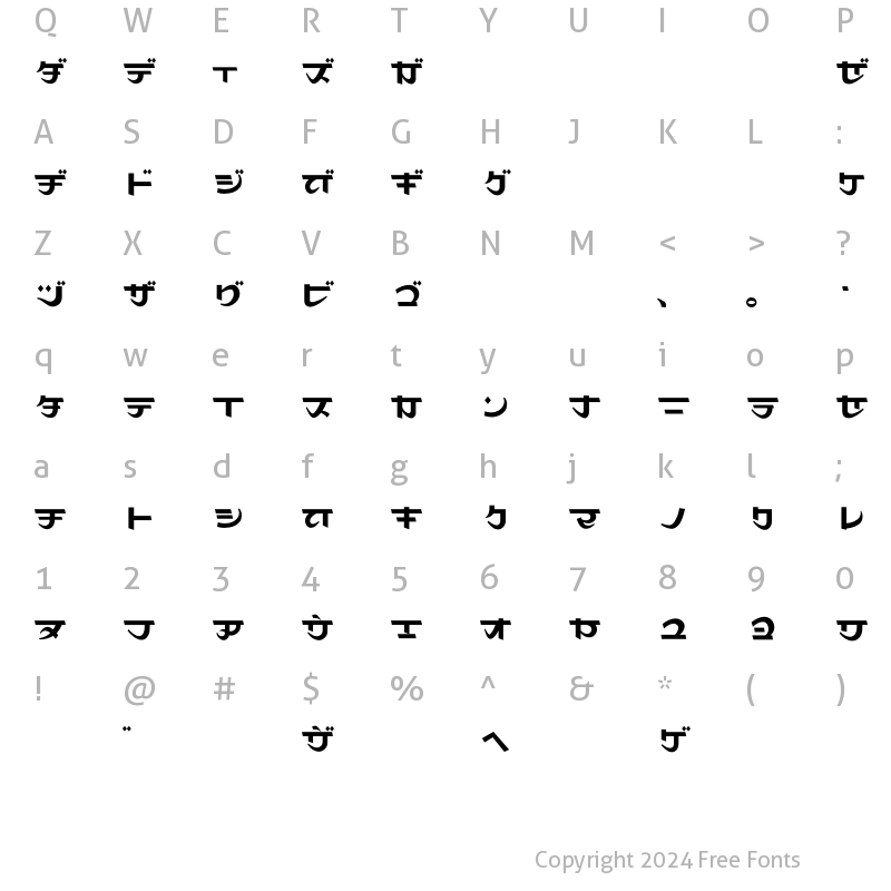 Character Map of Maharani Katakana Regular