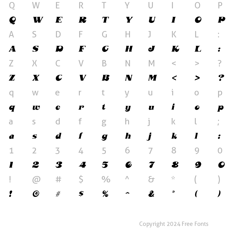 Character Map of Mahoney Italic