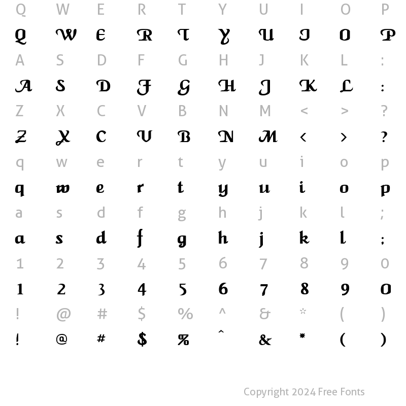 Character Map of MaidenWord Bold