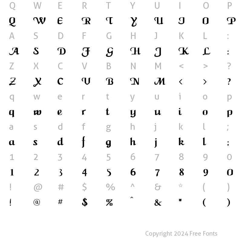 Character Map of MaidenWord Regular