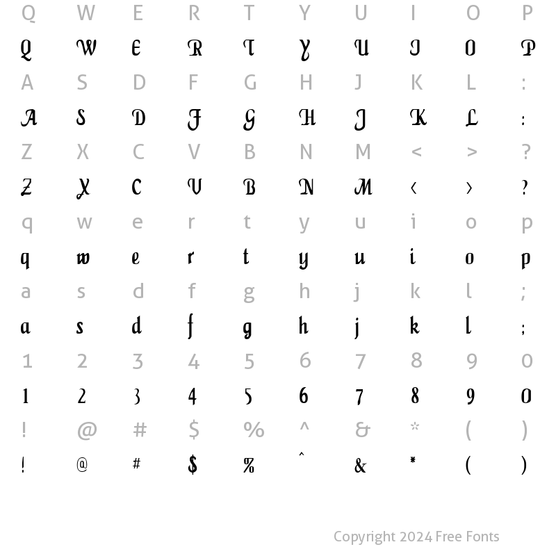 Character Map of MaidenWordCondensed Regular