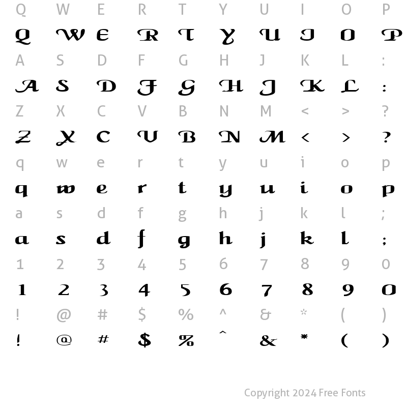 Character Map of MaidenWordExtended Regular