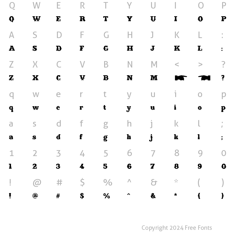 Character Map of Main Strike Fill Regular