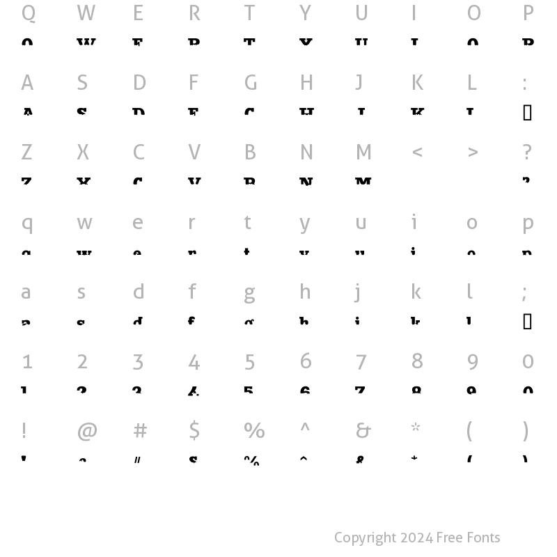 Character Map of Main Strike Half Fill Regular