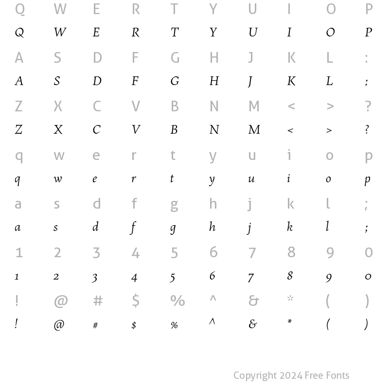 Character Map of MaiolaPro Italic