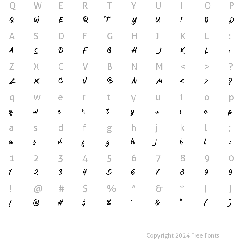 Character Map of Maira Regular