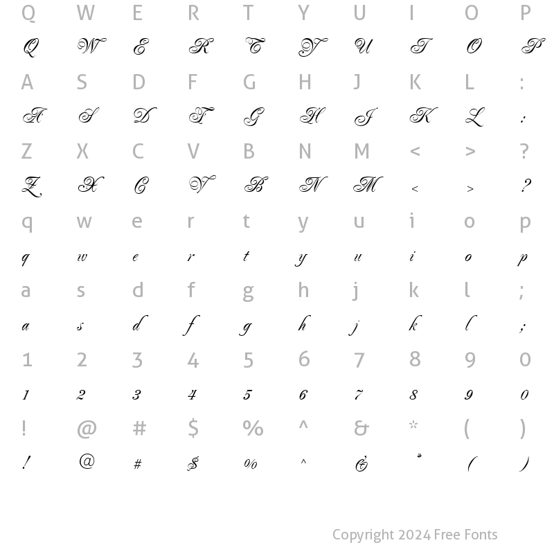 Character Map of Majestic Regular