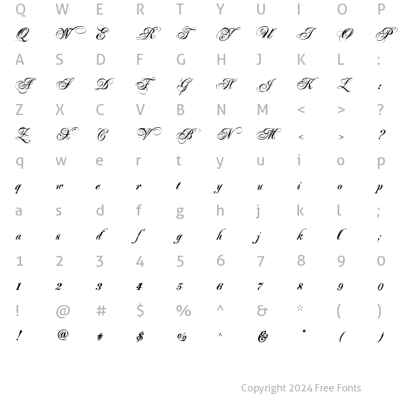 Character Map of Majestic X-2 Regular