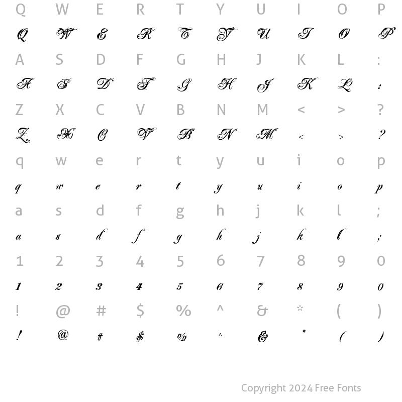 Character Map of Majestic X Regular