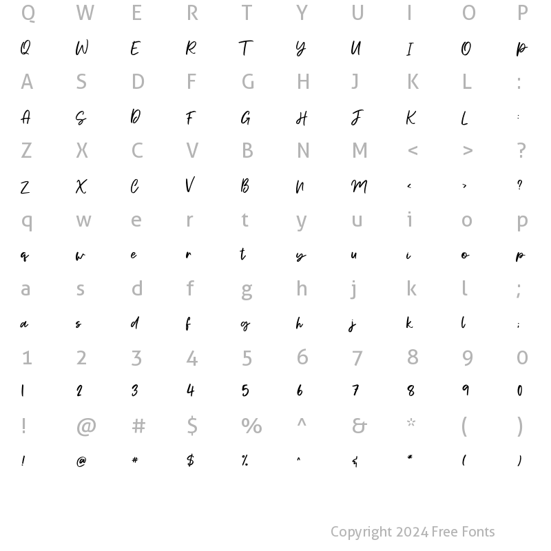 Character Map of Makayla Regular