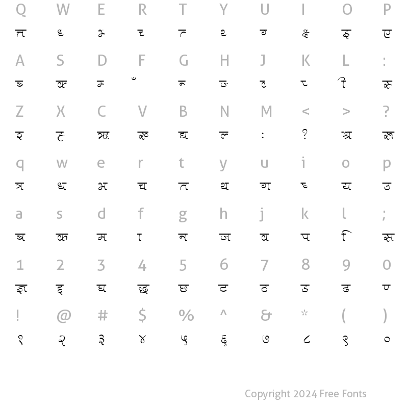 Character Map of Makure Regular