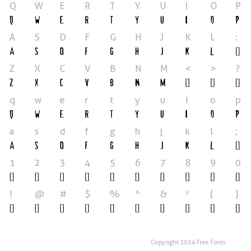 Character Map of maldita Regular