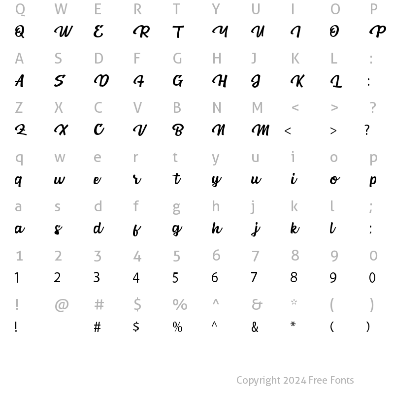 Character Map of Maldiva Regular