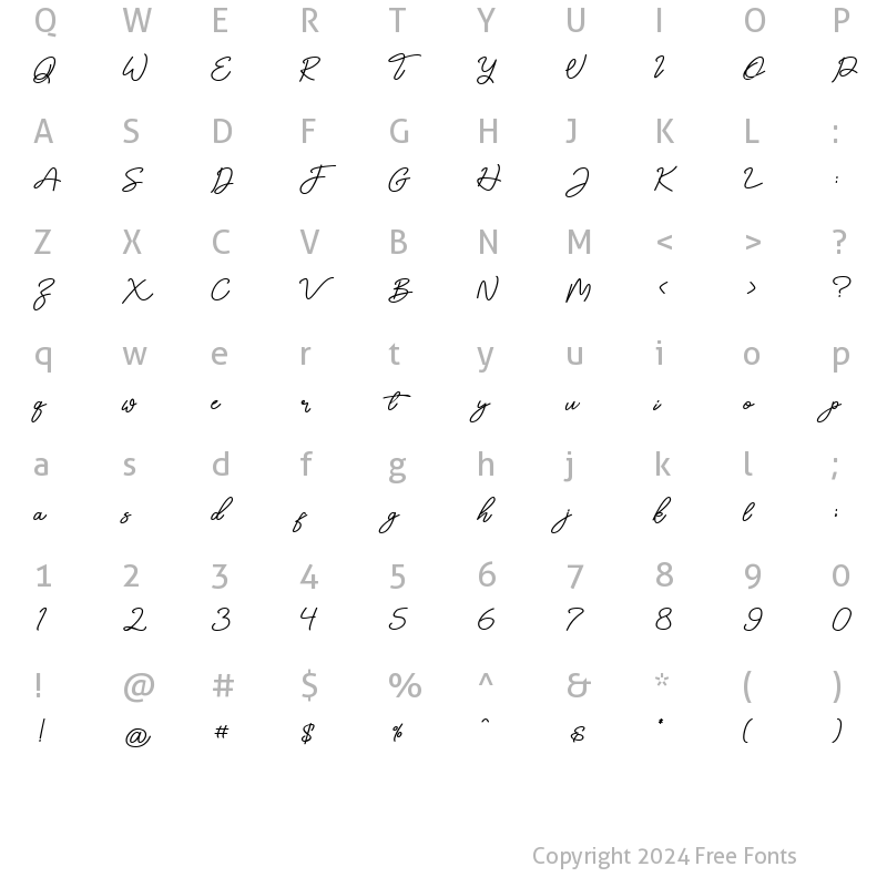 Character Map of Maldonis Bold