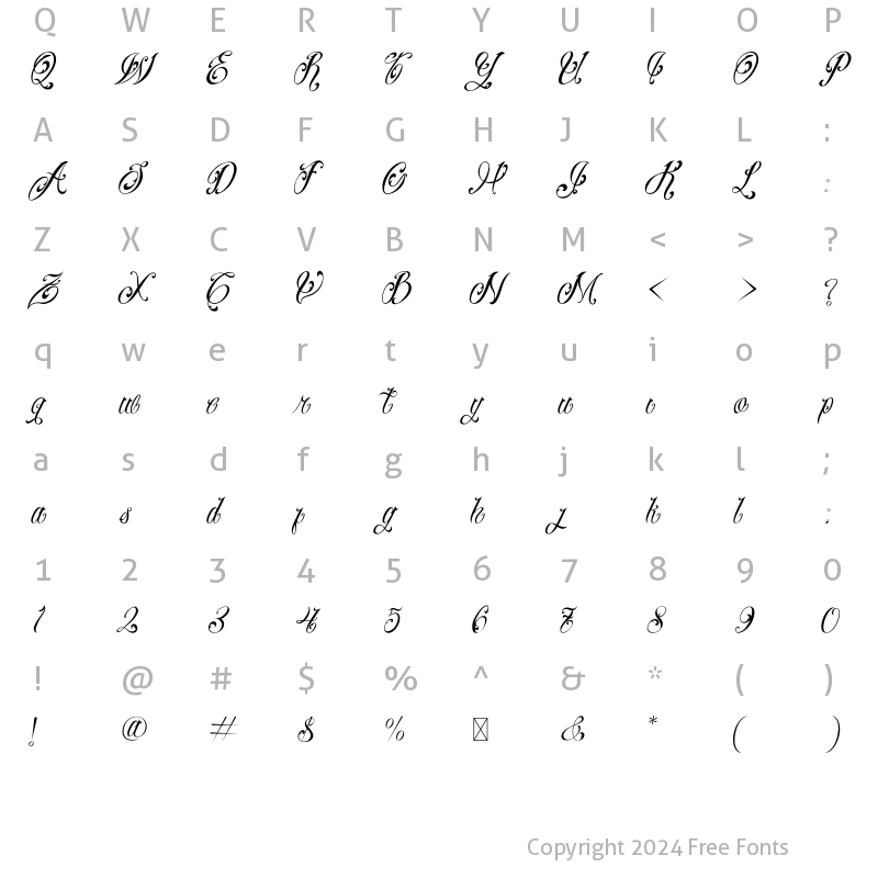 Character Map of Malekith Italic