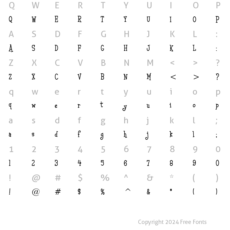 Character Map of Malihini Tahitian BTN Cond Regular