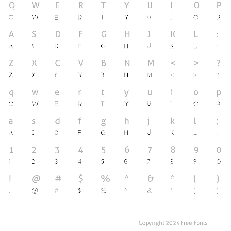 Character Map of Malito Fashion Regular