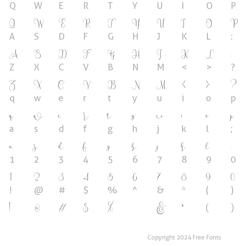 Character Map of Mallow Script Regular