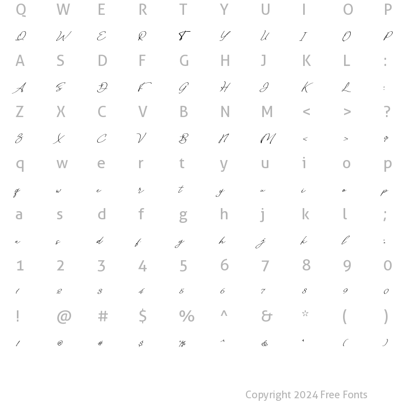 Character Map of Malvinas Signature Regular