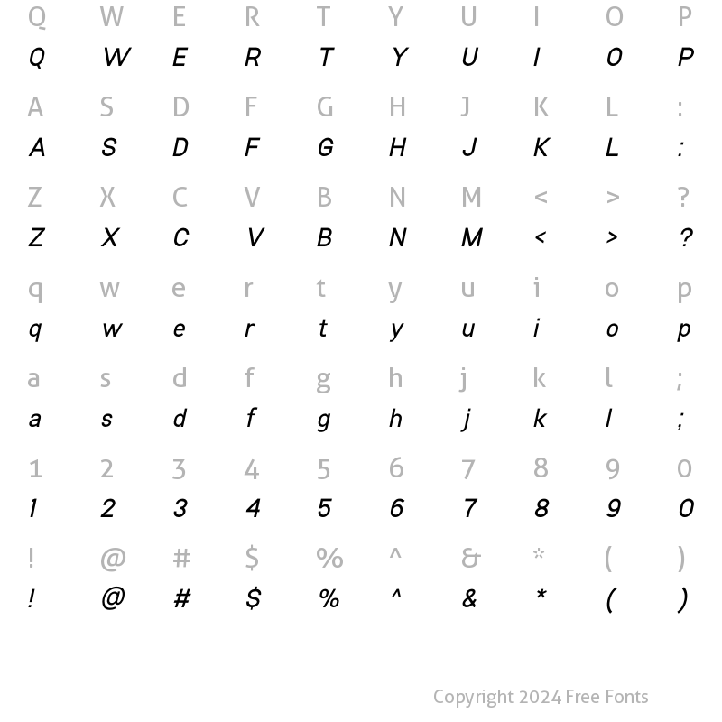 Character Map of Manado SemiBold Italic