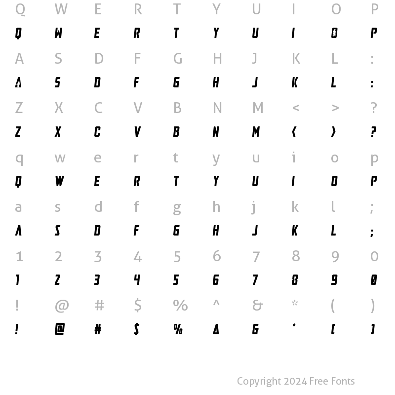 Character Map of Mandalore Semi-Italic Regular