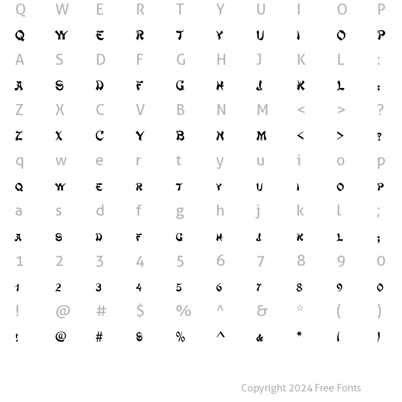 Character Map of MandarinSCD Regular