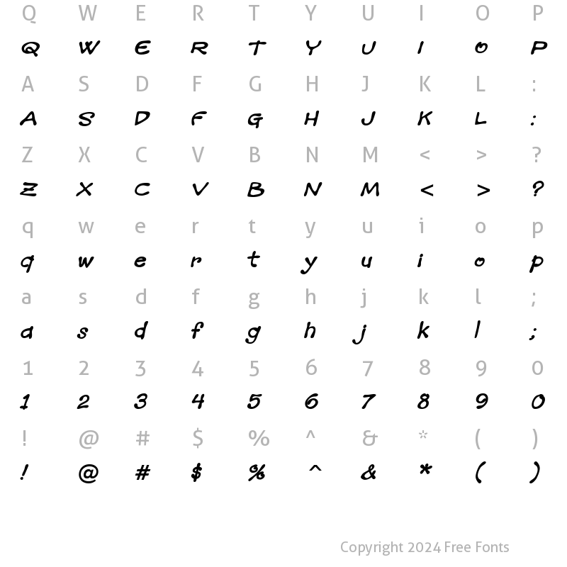 Character Map of Mandingo BTN BoldOblique