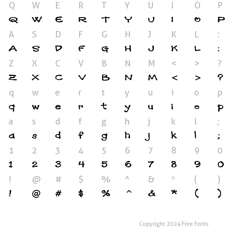 Character Map of Mandingo BTN Ext Bold