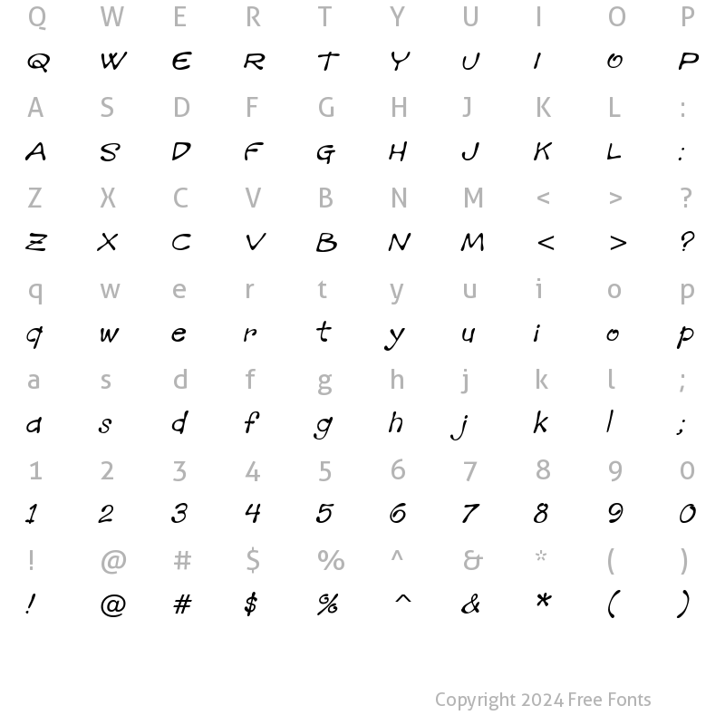 Character Map of Mandingo BTN Oblique