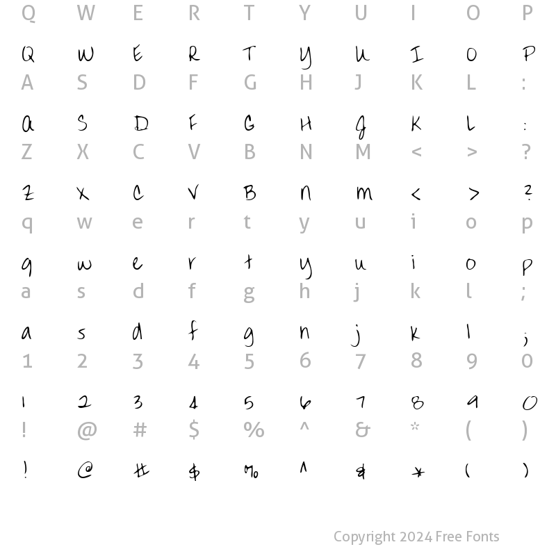 Character Map of MandysHand Regular