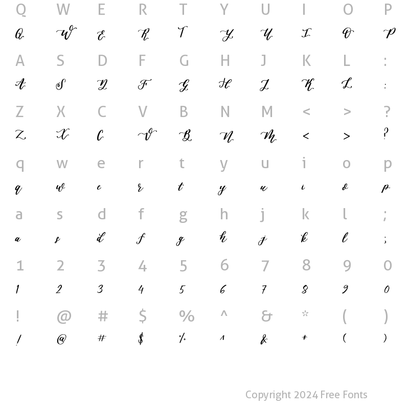 Character Map of Mangshana Regular