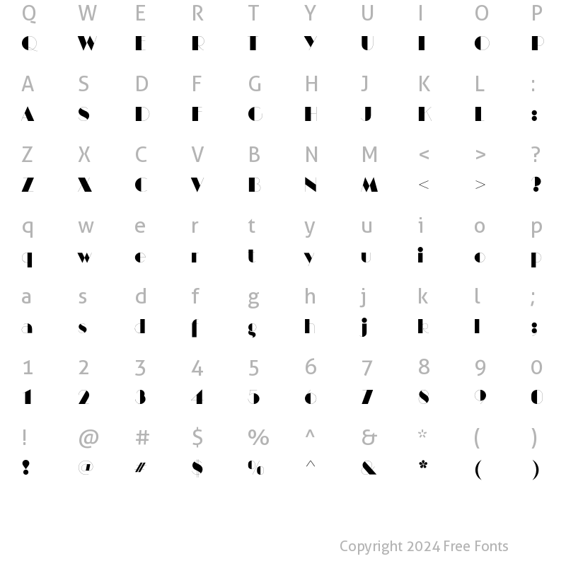 Character Map of Manhattan ITC Std Regular