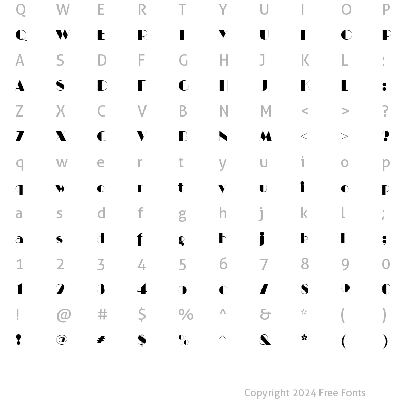 Character Map of Manhattan ITCTT Regular