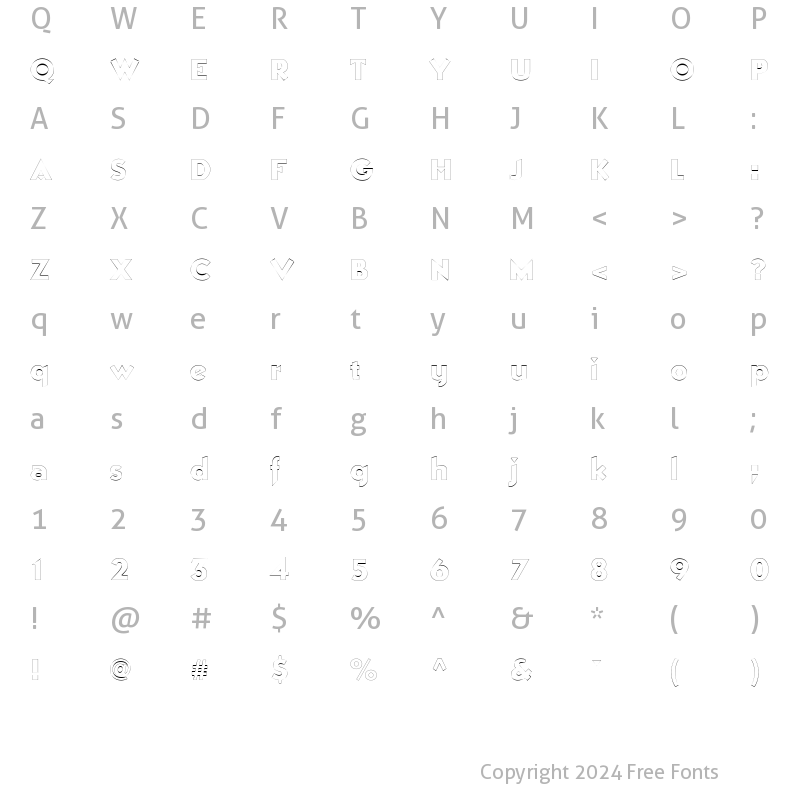 Character Map of ManhattanOutline Regular