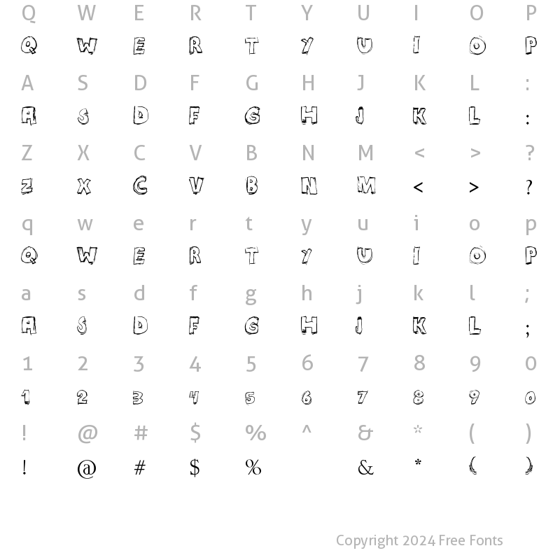 Character Map of MANIATICO! Regular