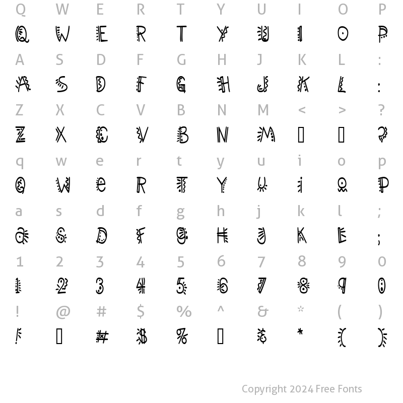 Character Map of ManicPopThrillCondensed Regular