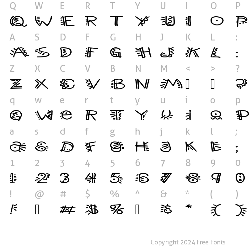 Character Map of ManicPopThrillExtended Regular